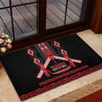 Toitu Te Tiriti Waitangi Rubber Doormat Black Wharenui House - Polynesian Pride