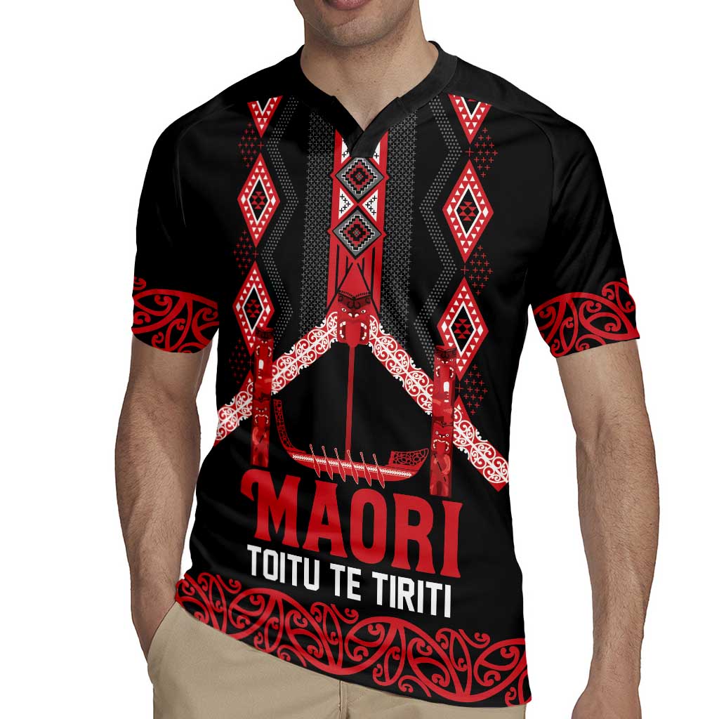 Toitu Te Tiriti Waitangi Rugby Jersey Black Wharenui House - Polynesian Pride