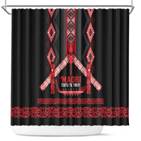 Toitu Te Tiriti Waitangi Shower Curtain Black Wharenui House - Polynesian Pride