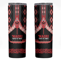 Toitu Te Tiriti Waitangi Skinny Tumbler Black Wharenui House - Polynesian Pride