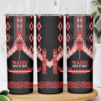 Toitu Te Tiriti Waitangi Skinny Tumbler Black Wharenui House - Polynesian Pride
