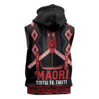 Toitu Te Tiriti Waitangi Sleeveless Hoodie Black Wharenui House - Polynesian Pride