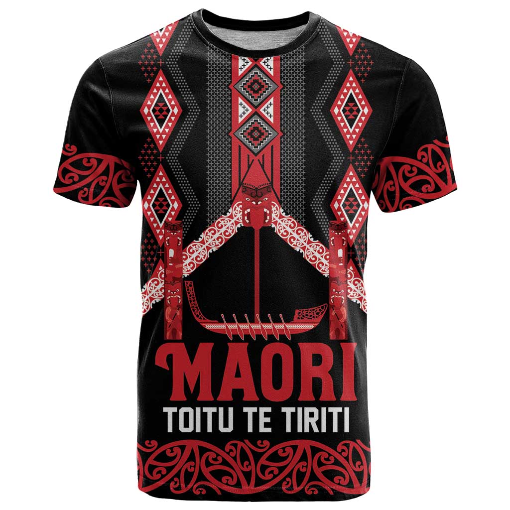 Toitu Te Tiriti Waitangi T Shirt Black Wharenui House - Polynesian Pride