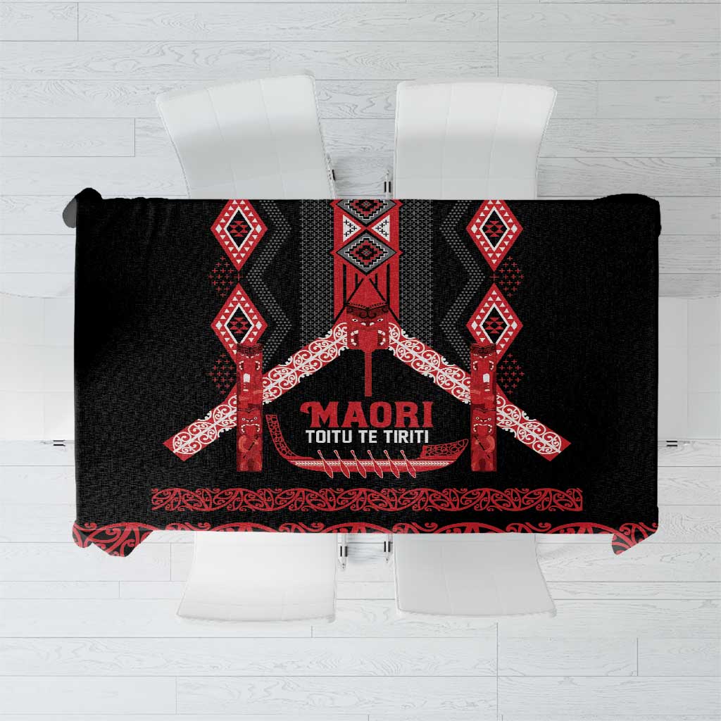 Toitu Te Tiriti Waitangi Tablecloth Black Wharenui House - Polynesian Pride