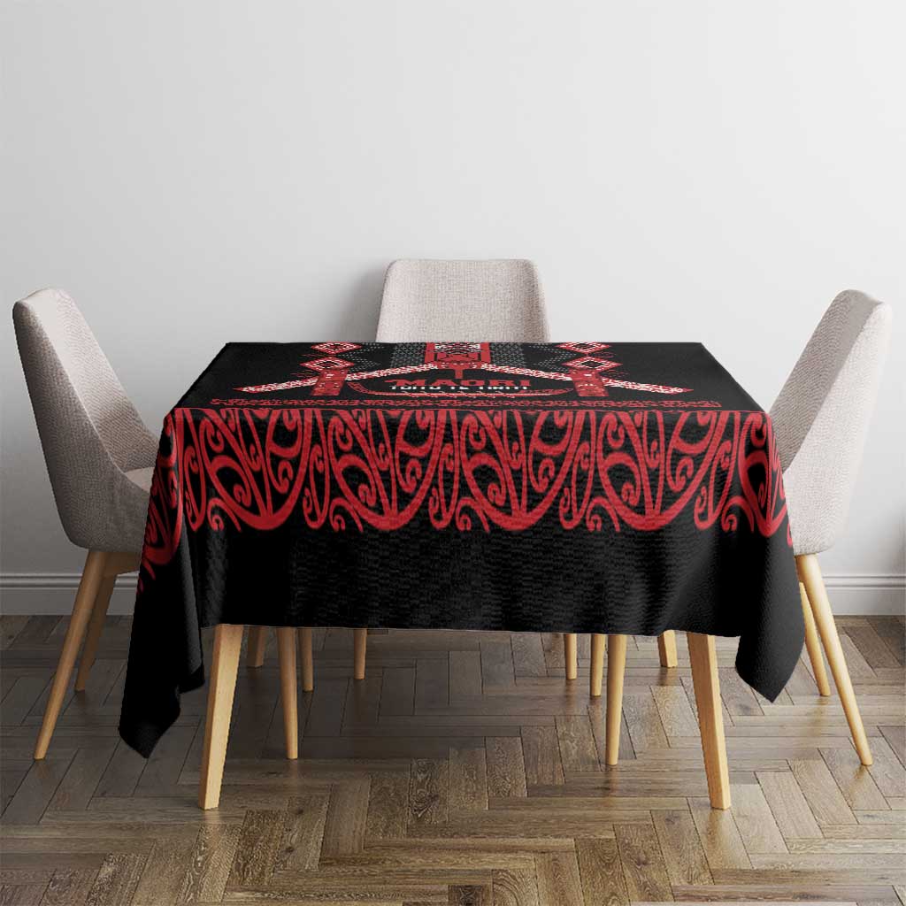Toitu Te Tiriti Waitangi Tablecloth Black Wharenui House - Polynesian Pride