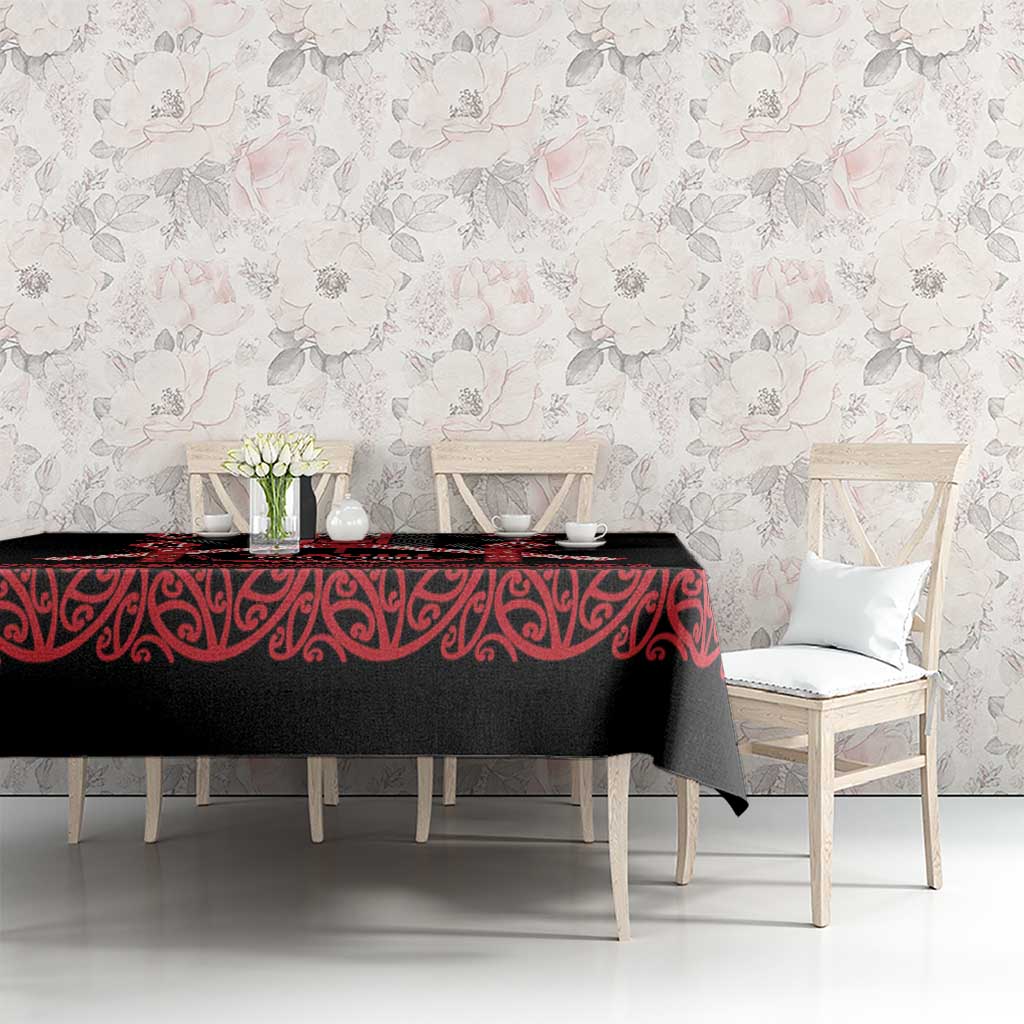 Toitu Te Tiriti Waitangi Tablecloth Black Wharenui House - Polynesian Pride