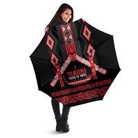 Toitu Te Tiriti Waitangi Umbrella Black Wharenui House - Polynesian Pride