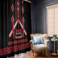 Toitu Te Tiriti Waitangi Window Curtain Black Wharenui House - Polynesian Pride