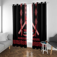 Toitu Te Tiriti Waitangi Window Curtain Black Wharenui House - Polynesian Pride