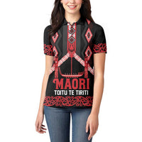 Toitu Te Tiriti Waitangi Women Polo Shirt Black Wharenui House - Polynesian Pride