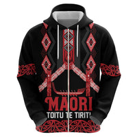 Toitu Te Tiriti Waitangi Zip Hoodie Black Wharenui House - Polynesian Pride