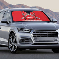 Toitu Te Tiriti Waitangi Auto Sun Shade Red Wharenui House - Polynesian Pride