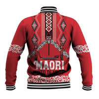 Toitu Te Tiriti Waitangi Baseball Jacket Red Wharenui House - Polynesian Pride