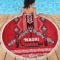 Toitu Te Tiriti Waitangi Beach Blanket Red Wharenui House - Polynesian Pride