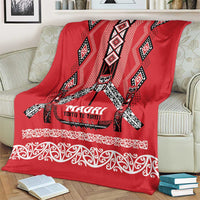 Toitu Te Tiriti Waitangi Blanket Red Wharenui House - Polynesian Pride