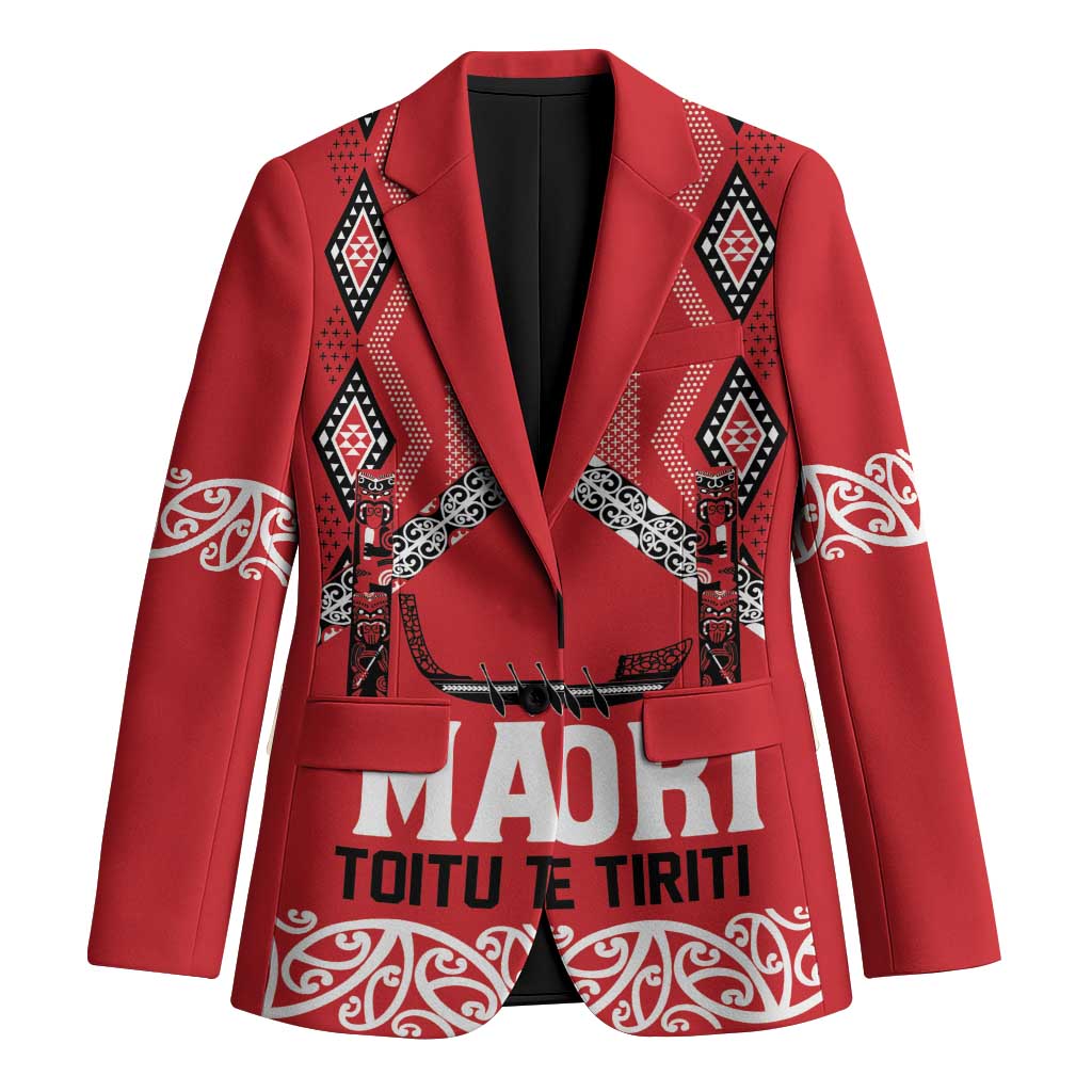 Toitu Te Tiriti Waitangi Blazer Red Wharenui House - Polynesian Pride