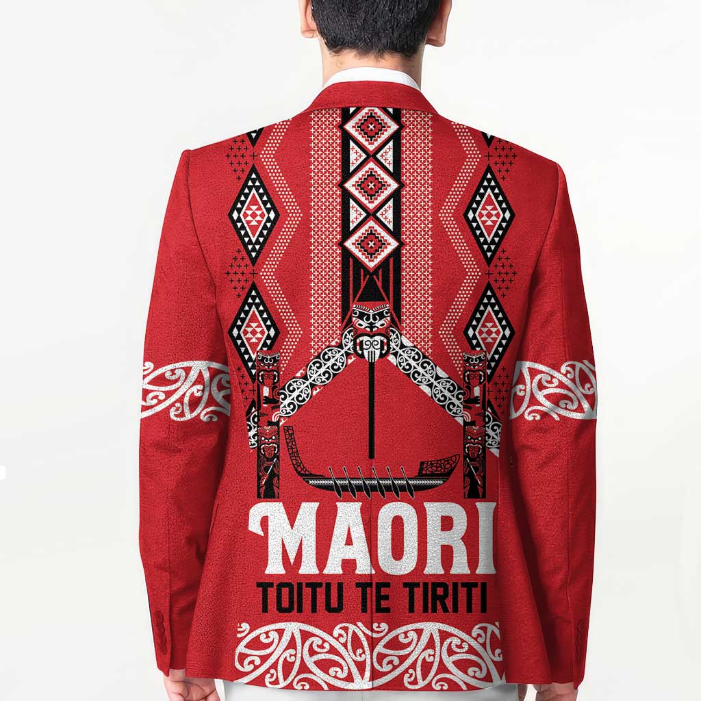 Toitu Te Tiriti Waitangi Blazer Red Wharenui House - Polynesian Pride