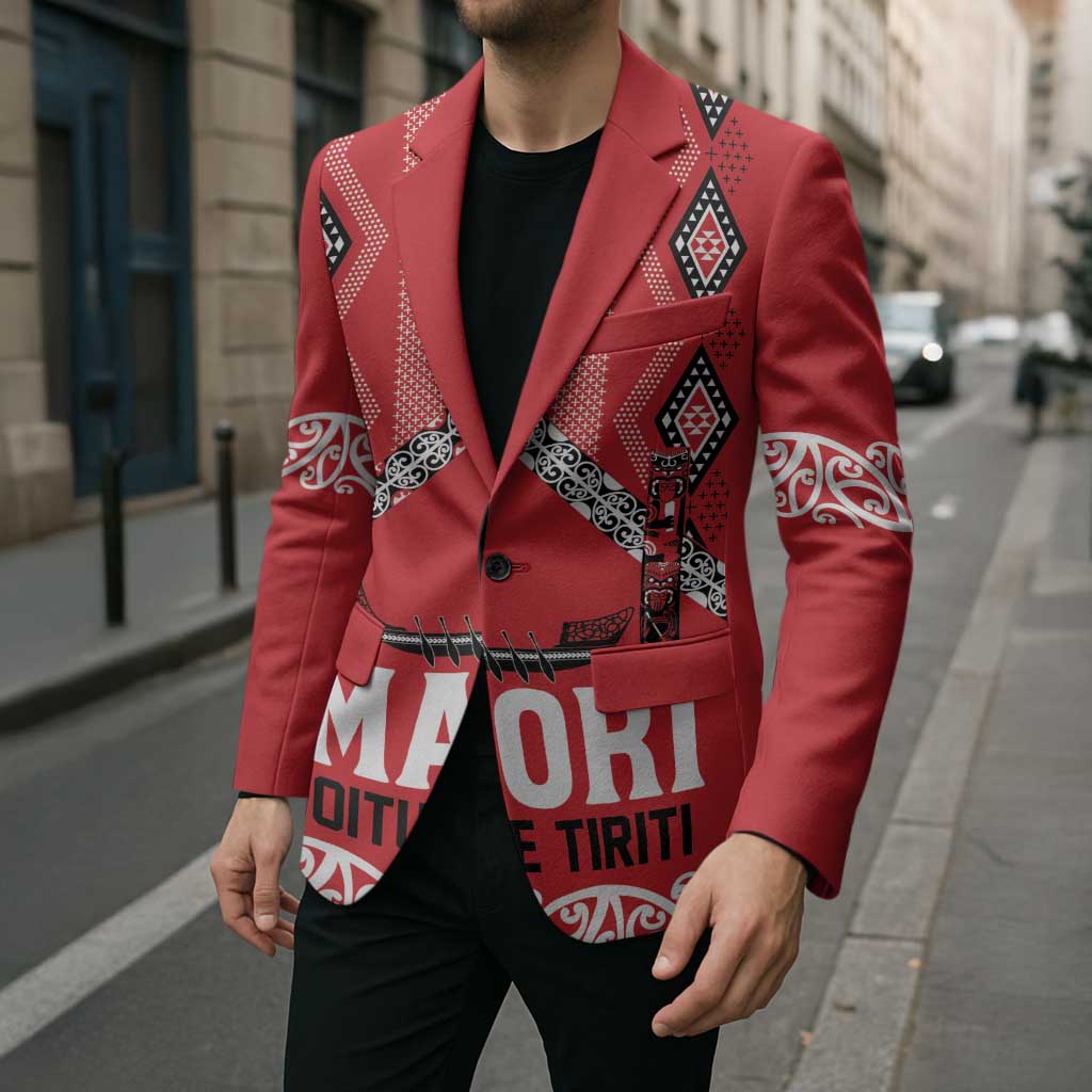 Toitu Te Tiriti Waitangi Blazer Red Wharenui House - Polynesian Pride