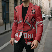 Toitu Te Tiriti Waitangi Blazer Red Wharenui House - Polynesian Pride