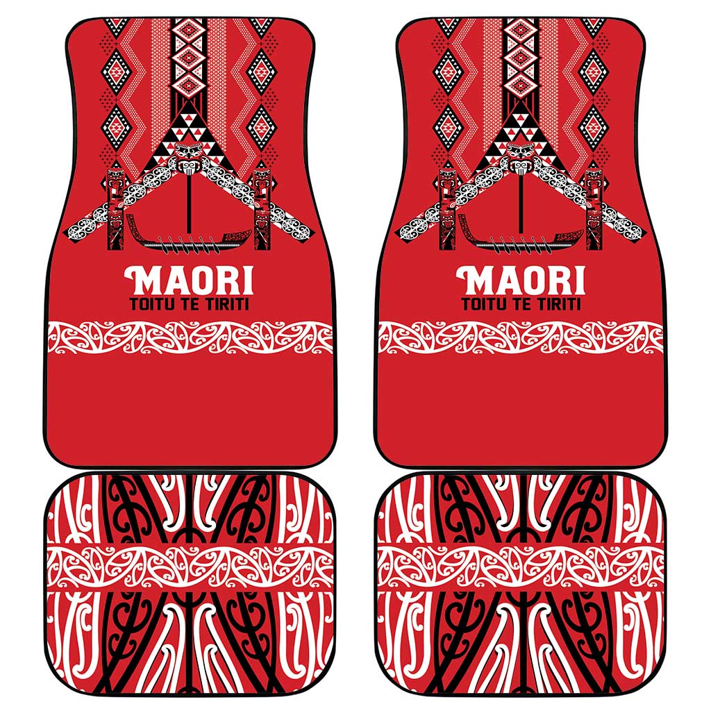 Toitu Te Tiriti Waitangi Car Mats Red Wharenui House - Polynesian Pride
