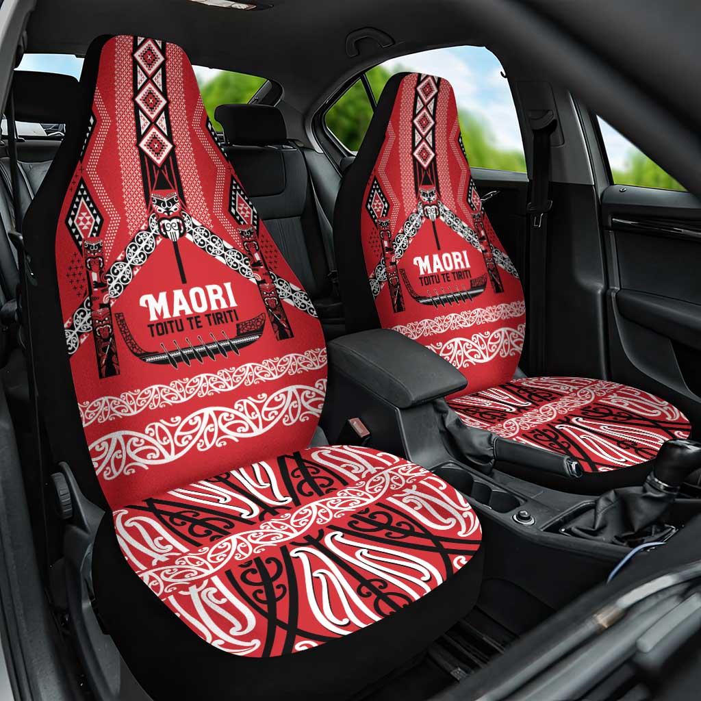 Toitu Te Tiriti Waitangi Car Seat Cover Red Wharenui House - Polynesian Pride