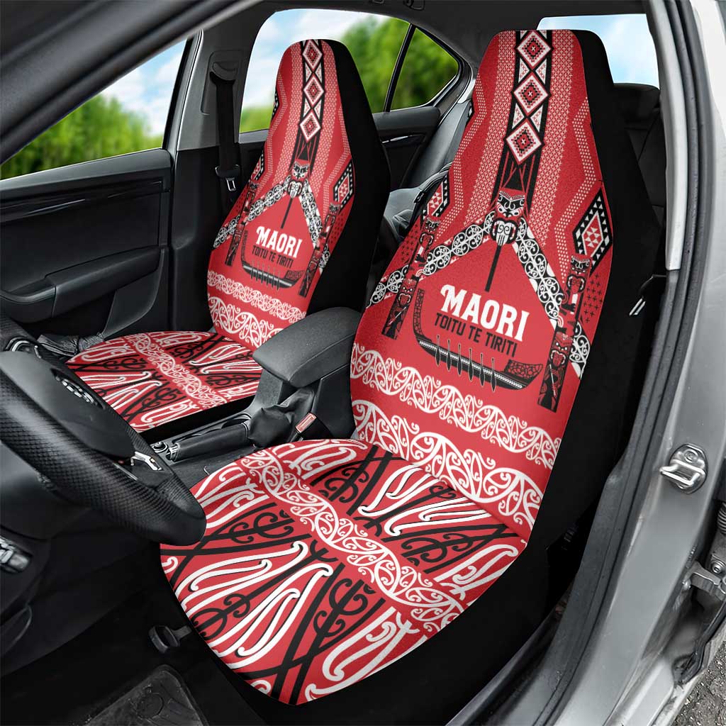 Toitu Te Tiriti Waitangi Car Seat Cover Red Wharenui House - Polynesian Pride