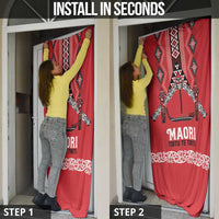Toitu Te Tiriti Waitangi Door Cover Red Wharenui House - Polynesian Pride