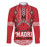 Toitu Te Tiriti Waitangi Family Matching Long Sleeve Bodycon Dress and Hawaiian Shirt Red Wharenui House - Polynesian Pride