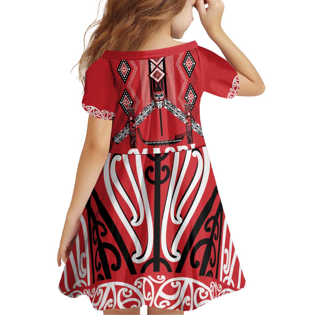 Toitu Te Tiriti Waitangi Family Matching Off Shoulder Short Dress and Hawaiian Shirt Red Wharenui House - Polynesian Pride