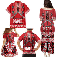 Toitu Te Tiriti Waitangi Family Matching Puletasi and Hawaiian Shirt Red Wharenui House - Polynesian Pride
