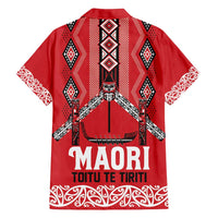 Toitu Te Tiriti Waitangi Family Matching Summer Maxi Dress and Hawaiian Shirt Red Wharenui House - Polynesian Pride
