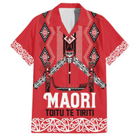 Toitu Te Tiriti Waitangi Family Matching Tank Maxi Dress and Hawaiian Shirt Red Wharenui House - Polynesian Pride