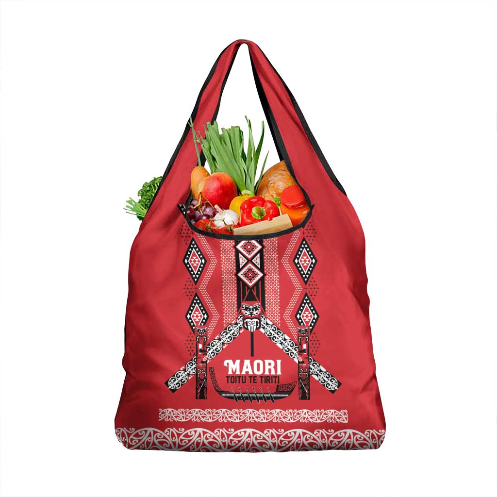Toitu Te Tiriti Waitangi Grocery Bag Red Wharenui House LT9 1-pack One Size Red - Polynesian Pride