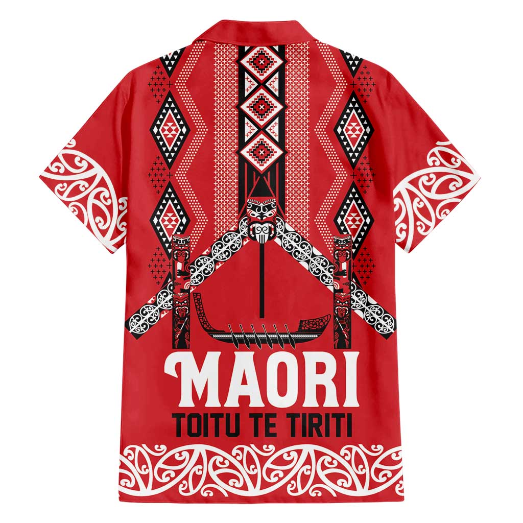Toitu Te Tiriti Waitangi Hawaiian Shirt Red Wharenui House - Polynesian Pride
