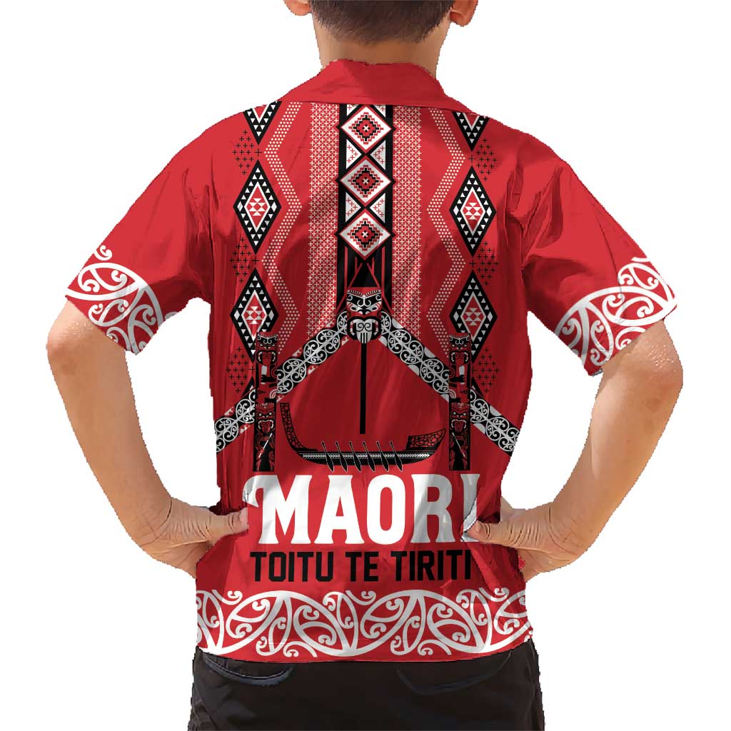 Toitu Te Tiriti Waitangi Hawaiian Shirt Red Wharenui House - Polynesian Pride