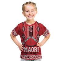 Toitu Te Tiriti Waitangi Kid T Shirt Red Wharenui House LT9 Red - Polynesian Pride