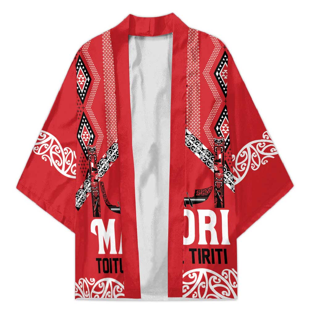 Toitu Te Tiriti Waitangi Kimono Red Wharenui House - Polynesian Pride