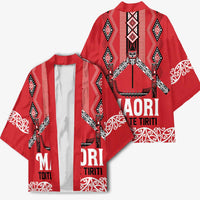 Toitu Te Tiriti Waitangi Kimono Red Wharenui House - Polynesian Pride