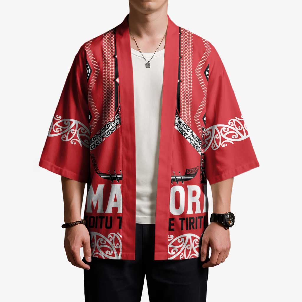 Toitu Te Tiriti Waitangi Kimono Red Wharenui House - Polynesian Pride