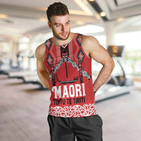 Toitu Te Tiriti Waitangi Men Tank Top Red Wharenui House - Polynesian Pride