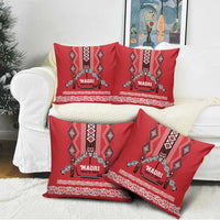 Toitu Te Tiriti Waitangi Pillow Cover Red Wharenui House - Polynesian Pride