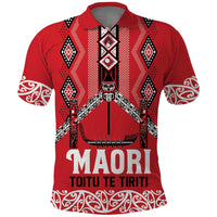 Toitu Te Tiriti Waitangi Polo Shirt Red Wharenui House - Polynesian Pride