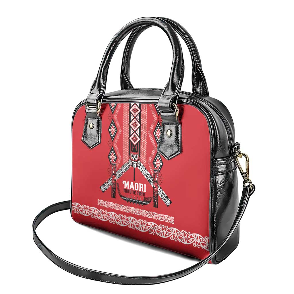 Toitu Te Tiriti Waitangi Shoulder Handbag Red Wharenui House - Polynesian Pride