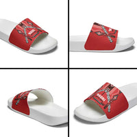 Toitu Te Tiriti Waitangi Slide Sandals Red Wharenui House - Polynesian Pride