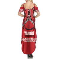 Toitu Te Tiriti Waitangi Summer Maxi Dress Red Wharenui House - Polynesian Pride