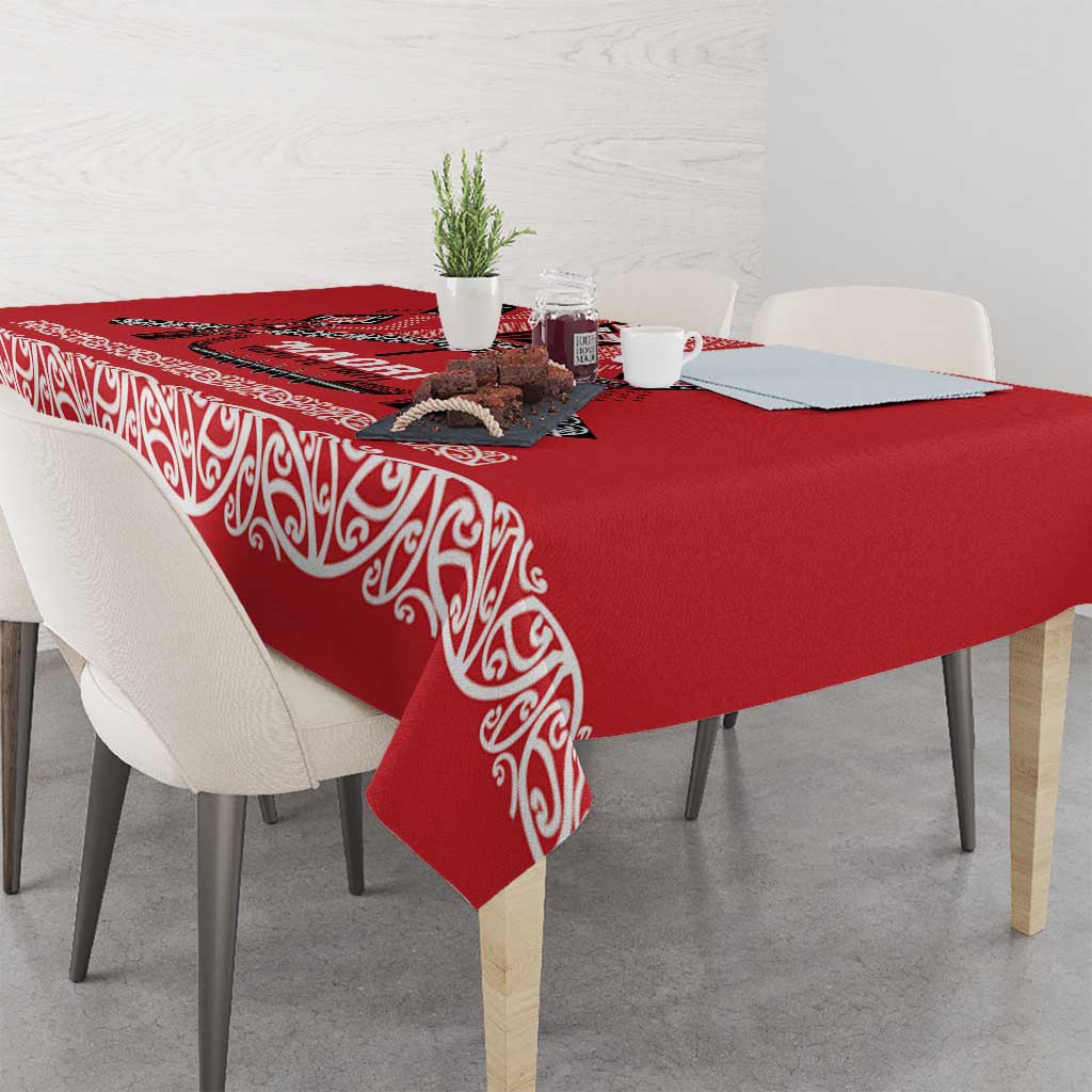 Toitu Te Tiriti Waitangi Tablecloth Red Wharenui House - Polynesian Pride