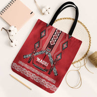Toitu Te Tiriti Waitangi Tote Bag Red Wharenui House - Polynesian Pride