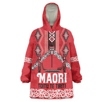 Toitu Te Tiriti Waitangi Wearable Blanket Hoodie Red Wharenui House - Polynesian Pride