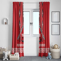 Toitu Te Tiriti Waitangi Window Curtain Red Wharenui House - Polynesian Pride