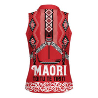Toitu Te Tiriti Waitangi Women Sleeveless Polo Shirt Red Wharenui House - Polynesian Pride